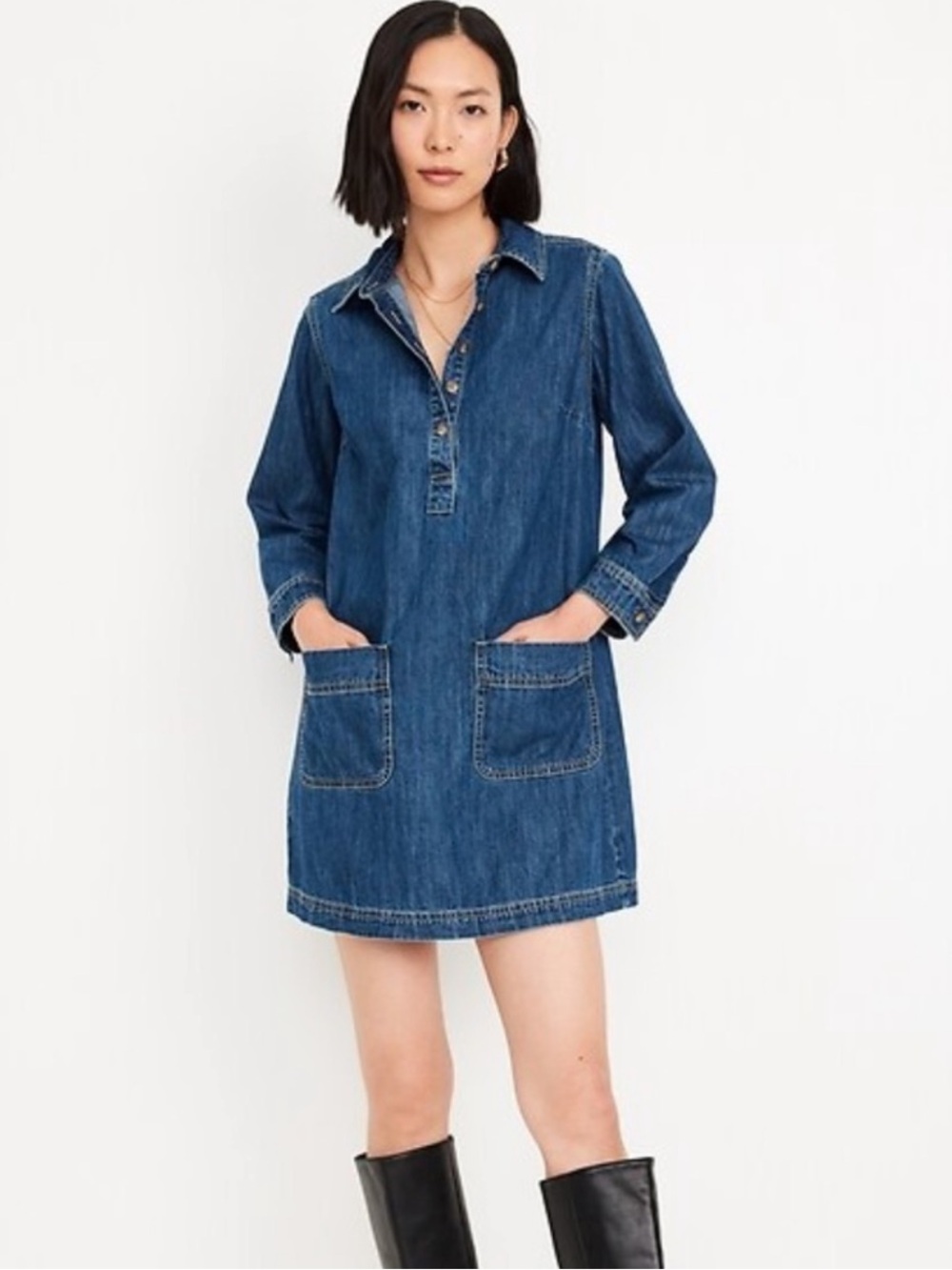 Old Navy Denim Apron Pocket Dress Size Large
